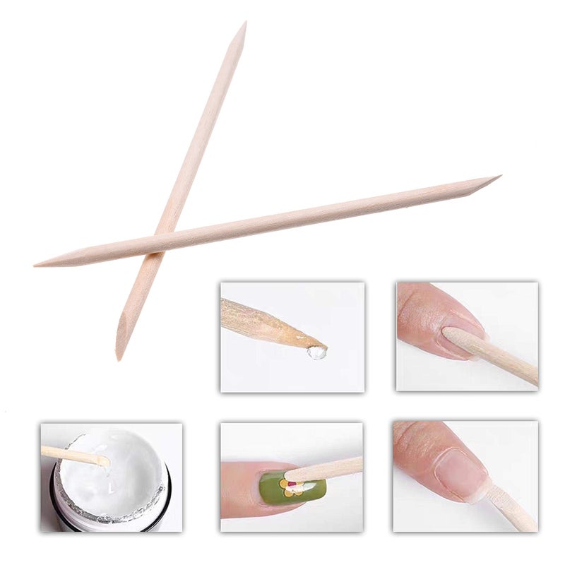 Kare Kind Kare & Kind 100x Double-Sided Orange Wood Nail Sticks - Cuticle Pusher Remover Cleaner - Manicure, Pedicure, DIY - Home, Nail Salon - for Beginners and Profesional Nail Technicians - Image 2